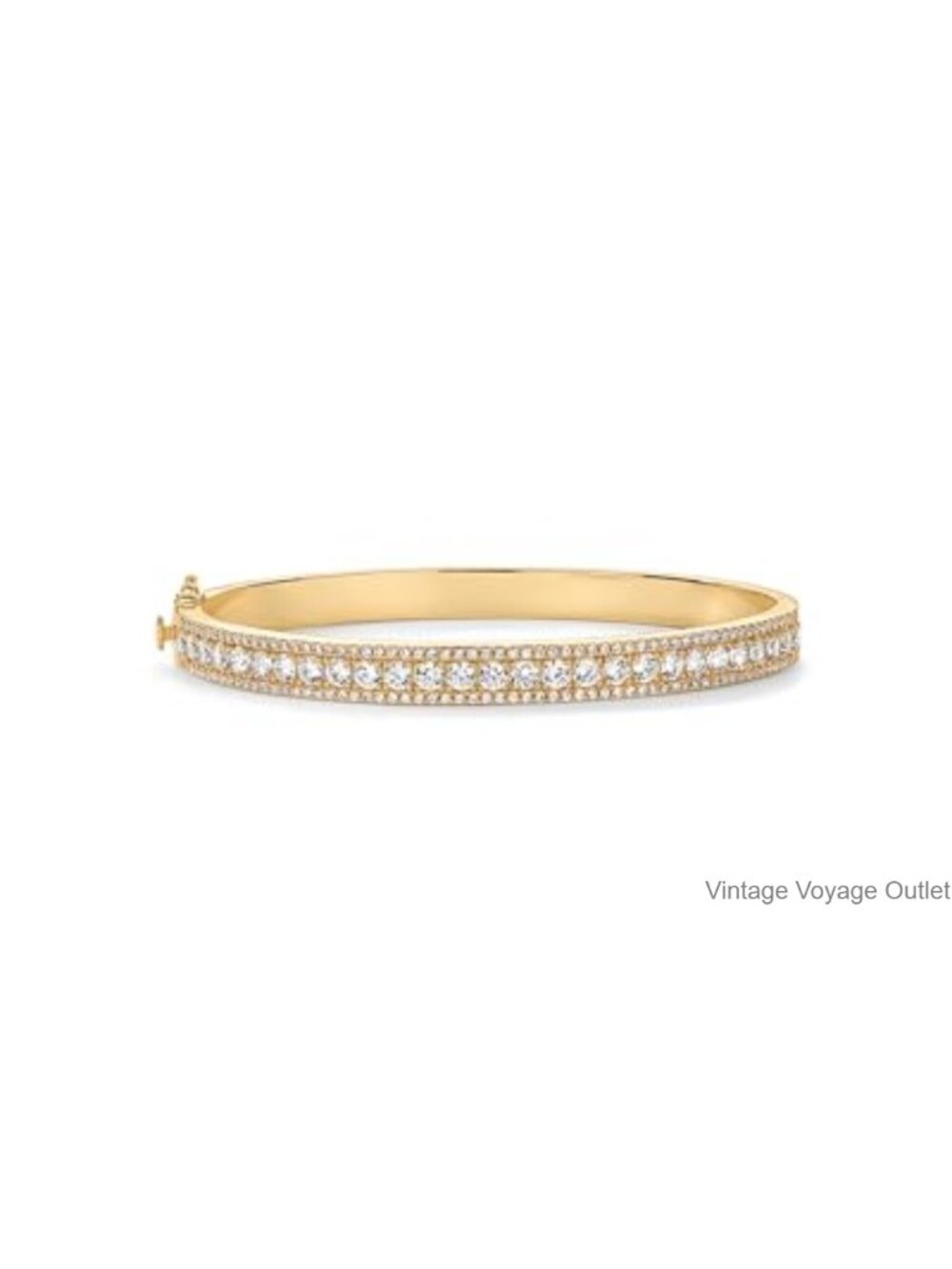 14K Gold Plated Cubic Zirconia Bangle Bracelet for Women